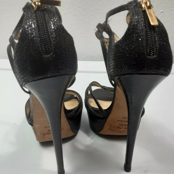 Jimmy Choo Women's Pumps Heels Black strappy - Picture 3 of 8